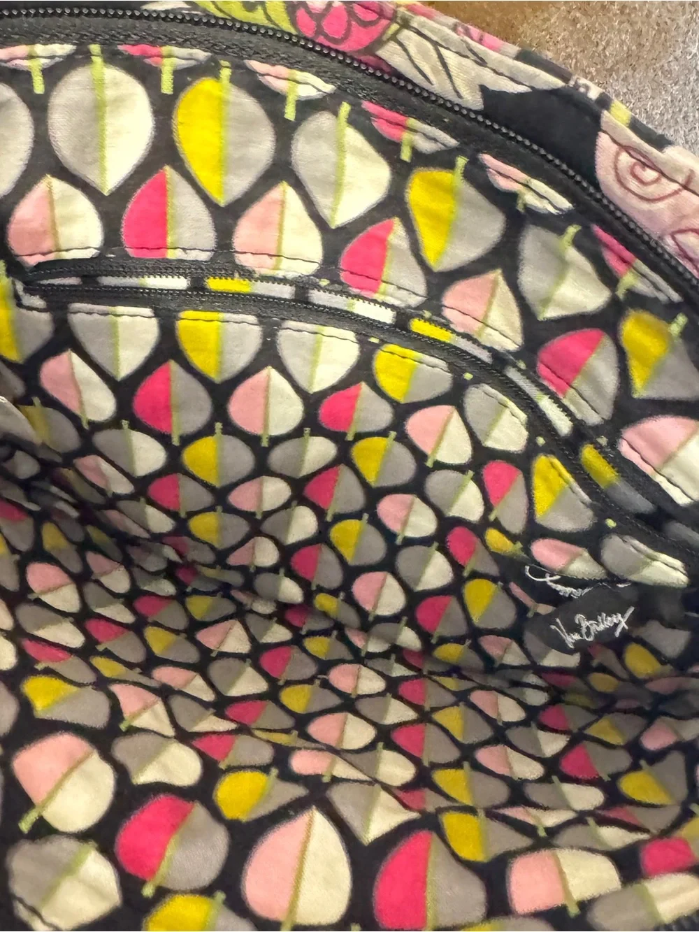 Vera Bradley “moon blooms” Black Floral Quilted Crossbody Bag - Picture 4 of 11